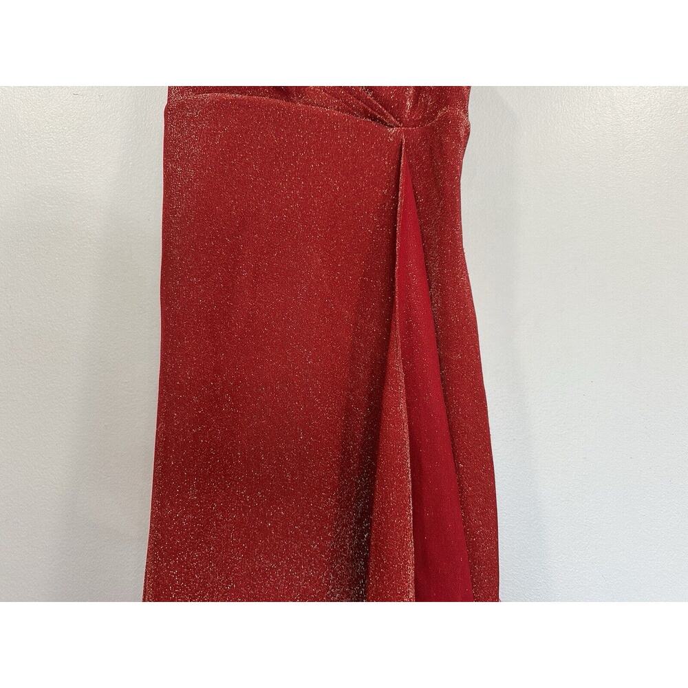 Cache Red Shimmer Sparkle Ruffle Gown Y2k New Siz… - image 3